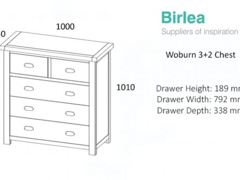 Birlea Woburn Oak 3 Plus 2 Drawer Chest