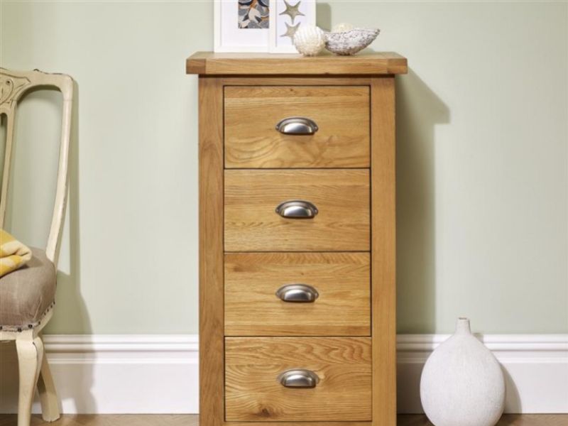 Birlea Woburn Oak 4 Drawer Narrow Chest