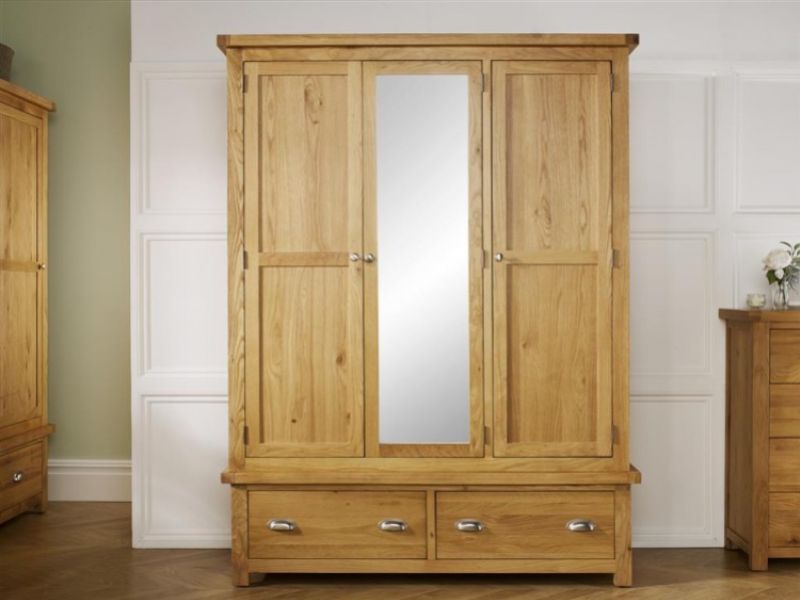 Birlea Woburn Oak 3 Door 2 Drawer Wardrobe