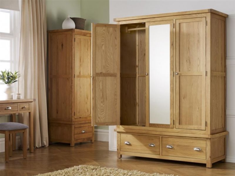 Birlea Woburn Oak 3 Door 2 Drawer Wardrobe