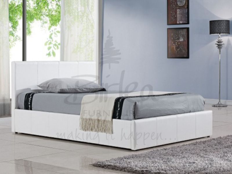 Birlea Berlin Ottoman 5ft Kingsize White Faux Leather Bed Frame