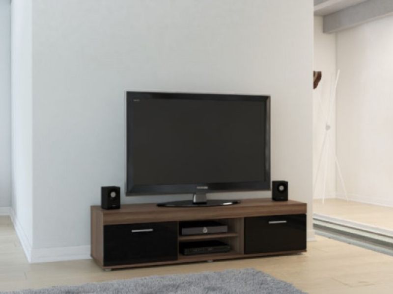 Birlea Edgeware TV Unit In Walnut And Black