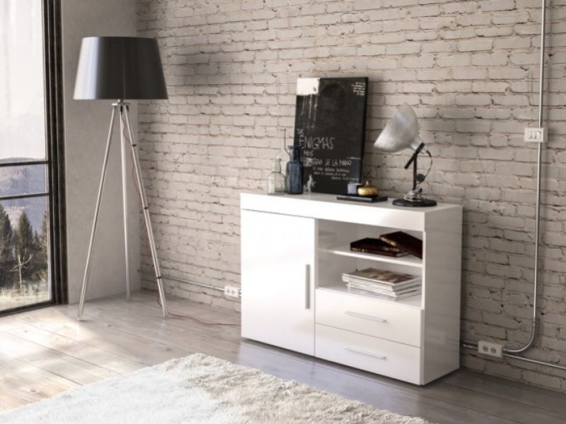 Birlea Edgeware 1 Door 2 Drawer Sideboard In White