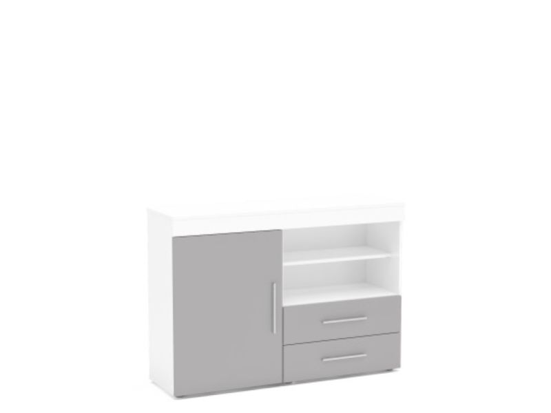 Birlea Edgeware 1 Door 2 Drawer Sideboard In White And Grey