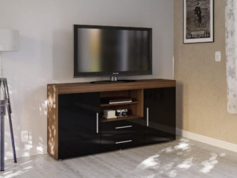 Birlea Edgeware 2 Door 2 Drawer Sideboard In Walnut And Black