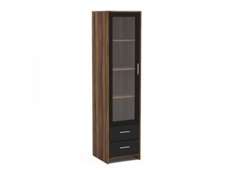 Birlea Edgeware Glass Door Cabinet In Walnut And Black