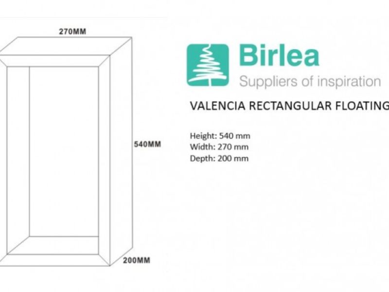 Birlea Valencia Mirrored Rectangular Floating Shelf