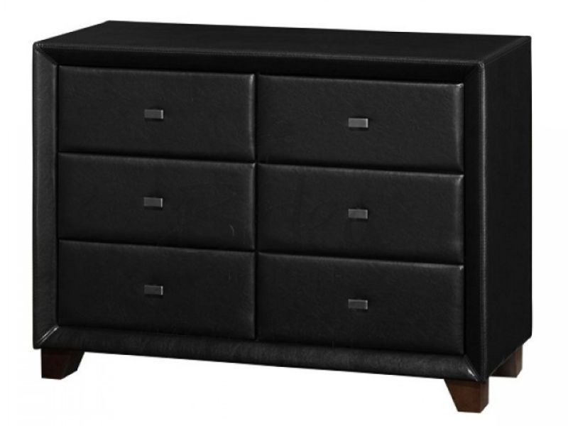 Birlea Brooklyn 6 Drawer Chest of Drawers in Black Faux Leather
