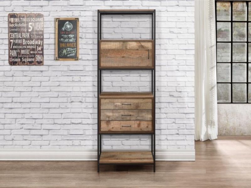 Birlea Urban Rustic Finish 3 Drawer Shelving Unit