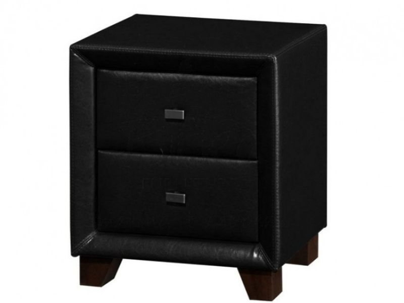 Birlea Brooklyn 2 Drawer Night Stand in Black Faux Leather