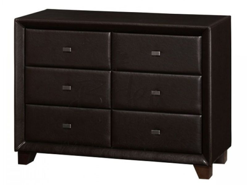 Birlea Brooklyn 6 Drawer Chest of Drawers in Brown Faux Leather