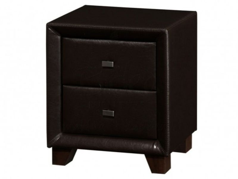 Birlea Brooklyn 2 Drawer Night Stand in Brown Faux Leather