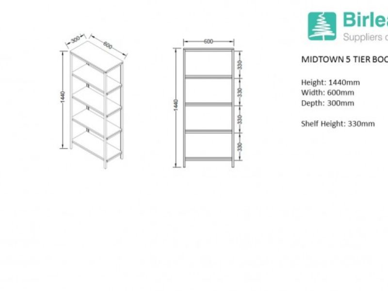 Birlea Midtown 5 Tier Bookcase