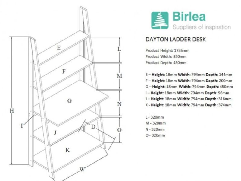 Birlea Dayton Ladder Desk In Grey