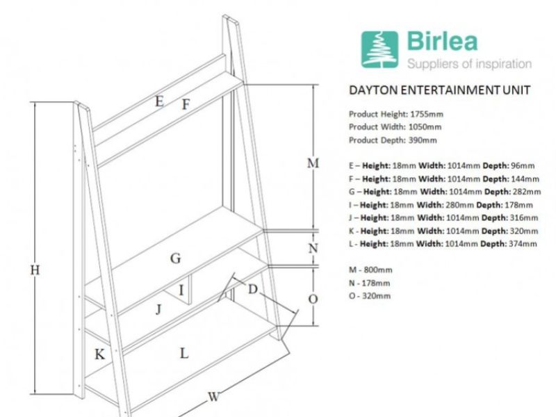Birlea Dayton Entertainment TV Unit In Oak