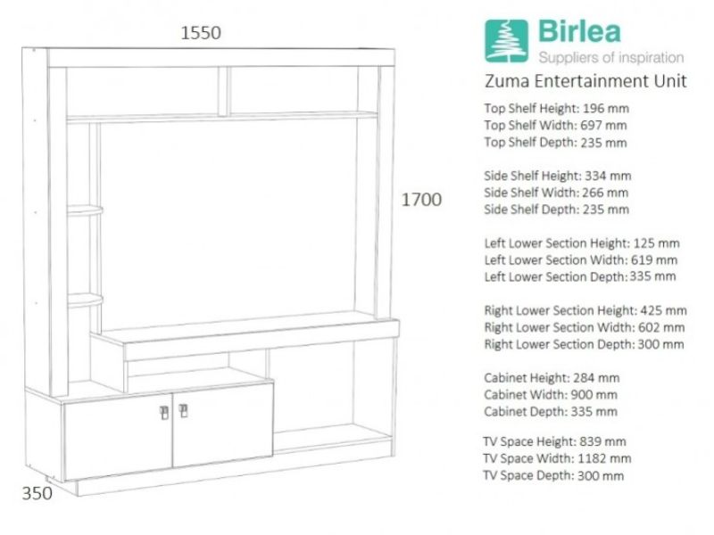 Birlea Zuma Entertainment Unit In Black