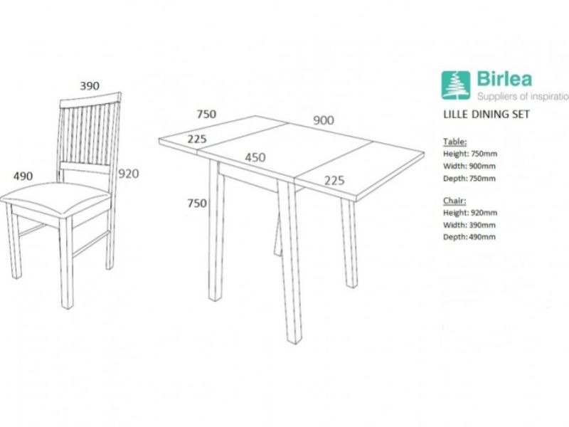 Birlea Lille Drop Leaf Dining Set