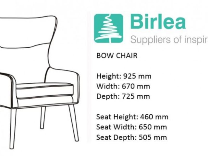 Birlea Bow Armchair In Sapphire Fabric
