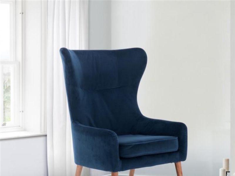 Birlea Bow Armchair In Midnight Blue Fabric