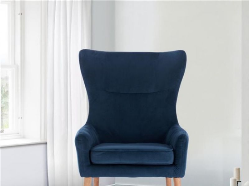 Birlea Bow Armchair In Midnight Blue Fabric