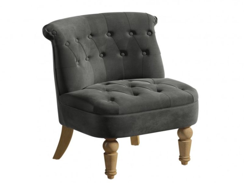 Birlea Grace Snuggle Chair In Grey Velvet Fabric