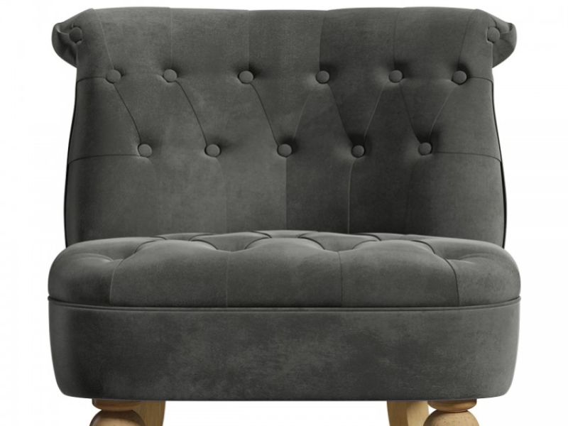 Birlea Grace Snuggle Chair In Grey Velvet Fabric