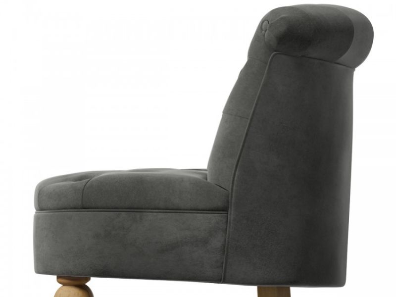 Birlea Grace Snuggle Chair In Grey Velvet Fabric