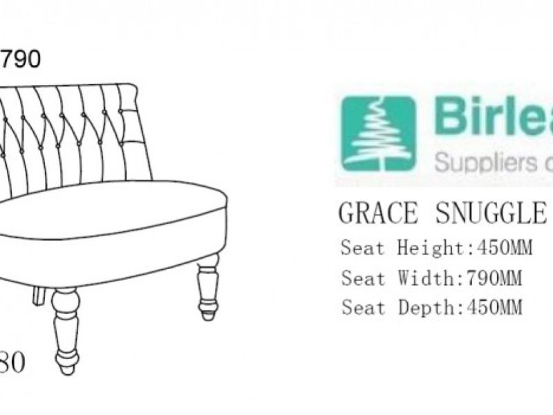 Birlea Grace Snuggle Chair In Grey Velvet Fabric