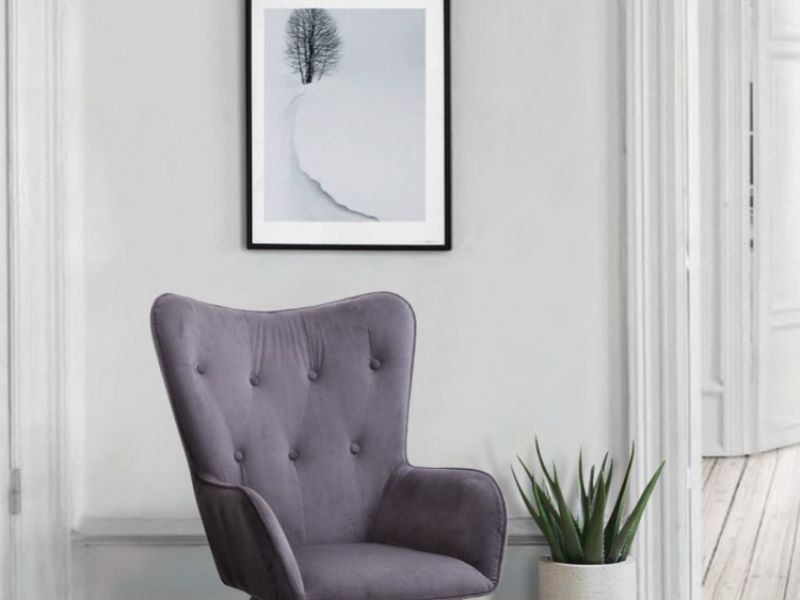 Birlea Willow Armchair In Grey Velvet Fabric