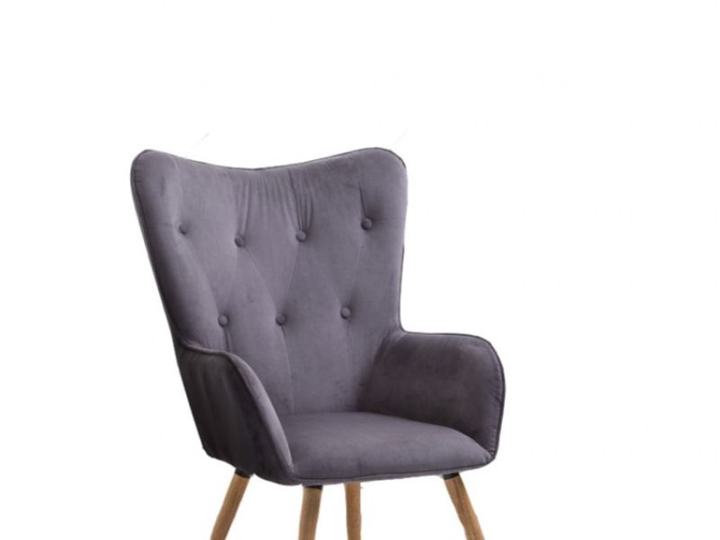 Birlea Willow Armchair In Grey Velvet Fabric