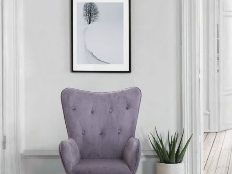 Birlea Willow Armchair In Grey Velvet Fabric