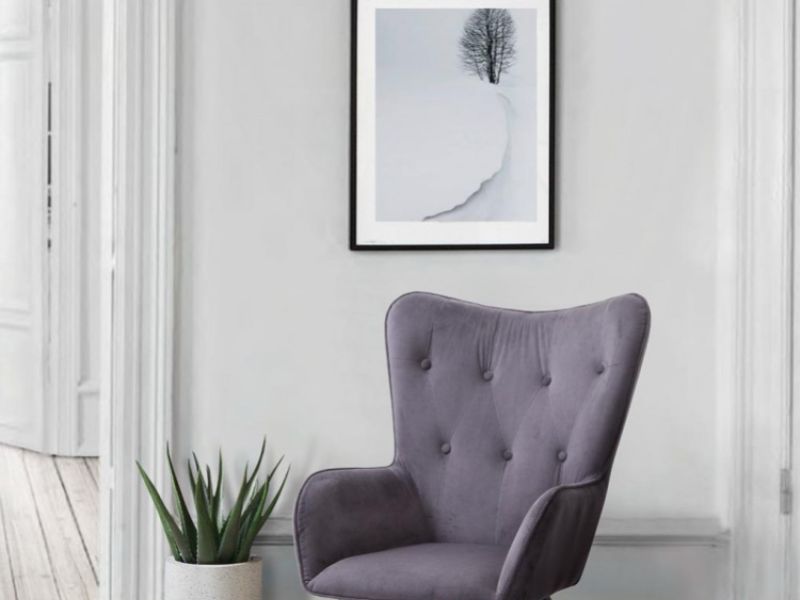 Birlea Willow Armchair In Grey Velvet Fabric