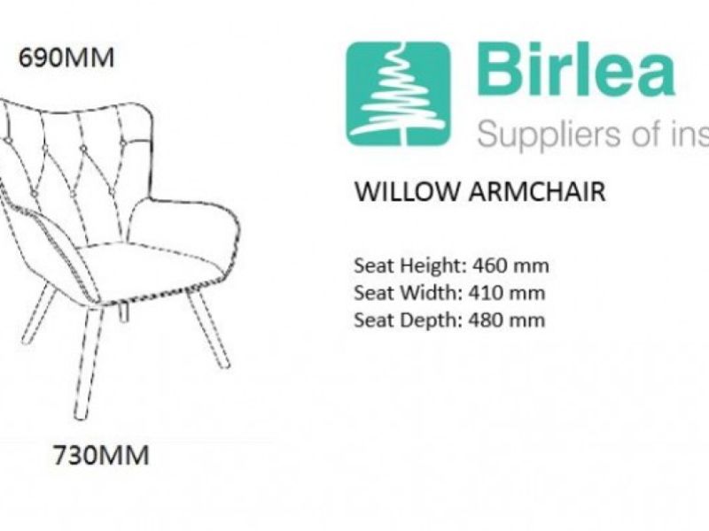 Birlea Willow Armchair In Grey Velvet Fabric