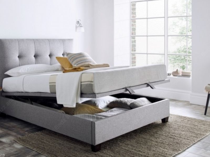 Kaydian Walkworth 5ft Kingsize Dark Grey Fabric Ottoman Storage Bed