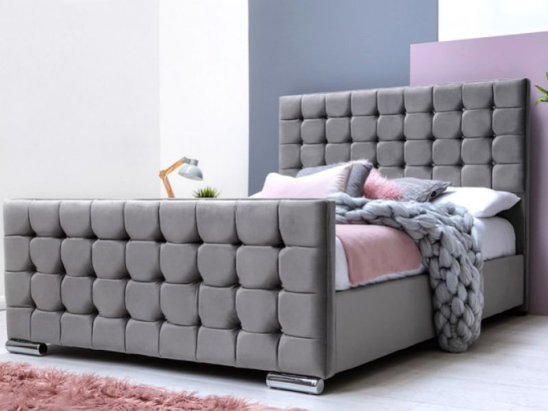 Sleep Design Dalkeith 4ft6 Double Grey Velvet Bed Frame