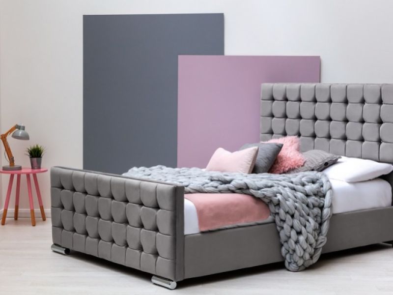 Sleep Design Dalkeith 4ft6 Double Grey Velvet Bed Frame