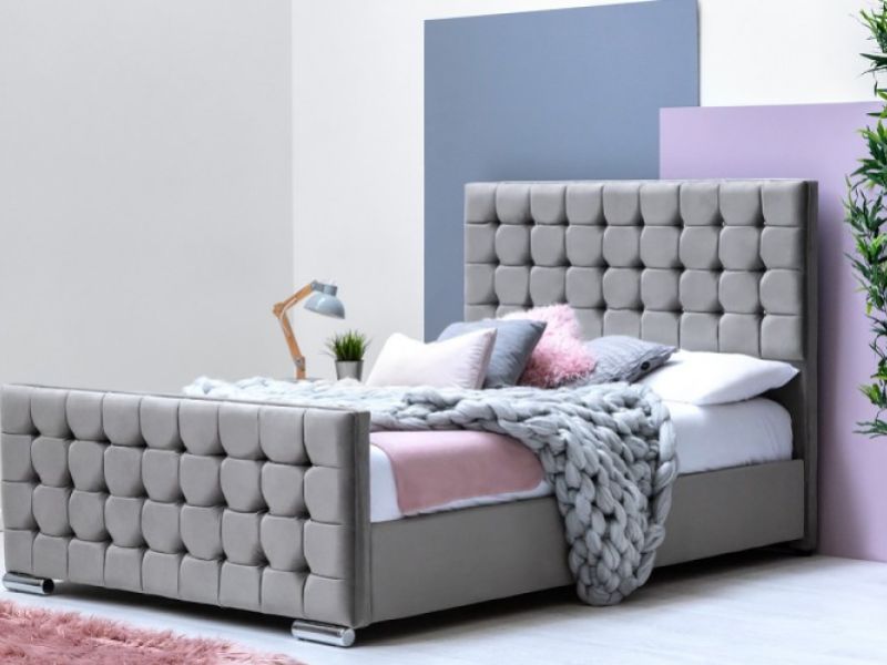 Sleep Design Dalkeith 4ft6 Double Grey Velvet Bed Frame