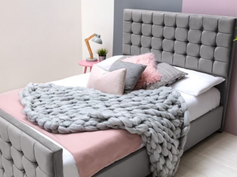 Sleep Design Dalkeith 4ft6 Double Grey Velvet Bed Frame