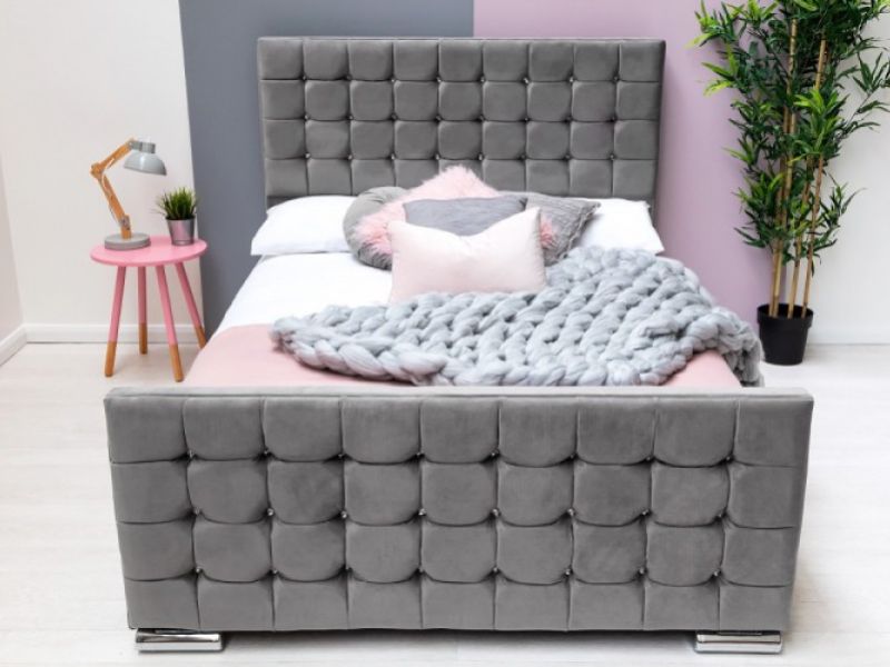Sleep Design Dalkeith 4ft6 Double Grey Velvet Bed Frame