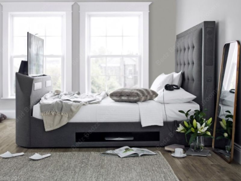 Kaydian Titan 6ft Super Kingsize Charcoal Grey Fabric Media Bed