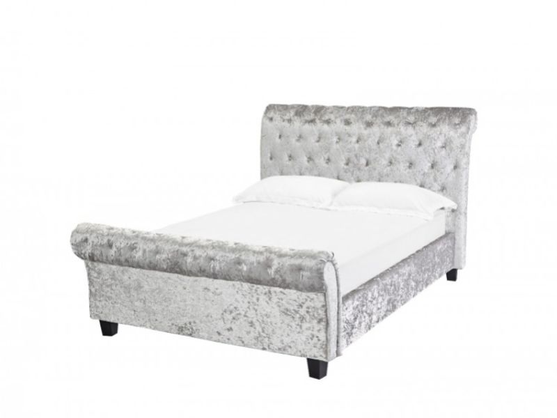LPD Isabella 5ft Kingsize Silver Velvet Fabric Bed Frame