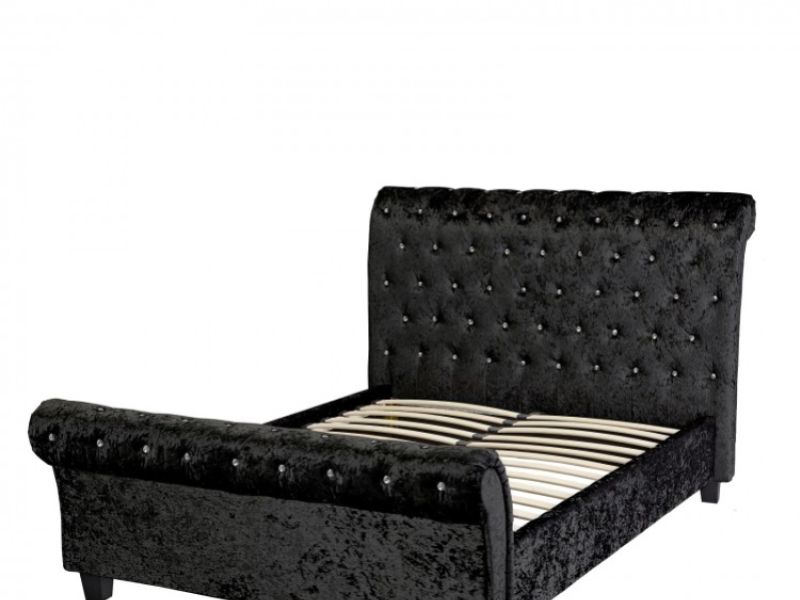 LPD Isabella 5ft Kingsize Black Velvet Fabric Bed Frame
