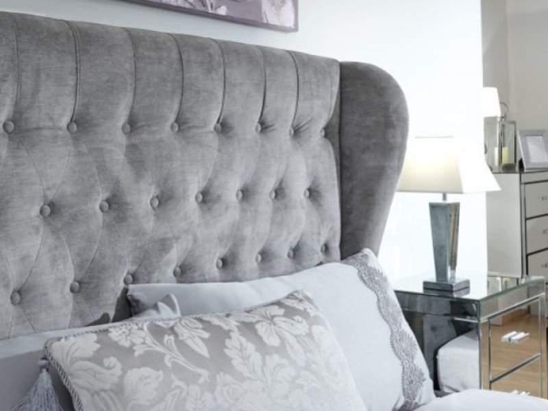 GFW Dakota 4ft6 Double Platinum Grey Upholstered Fabric Ottoman Bed Frame