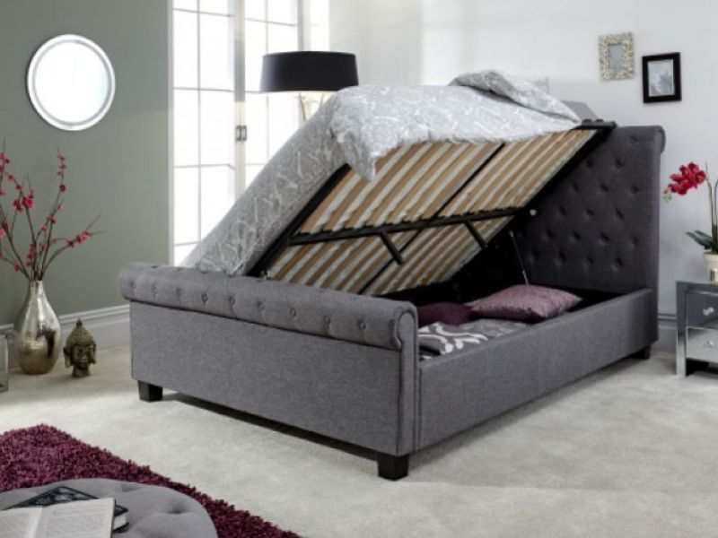 Gfw Layla 5ft Kingsize Charcoal Grey, Grey Upholstered Ottoman Bed King Size