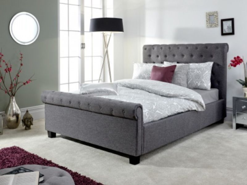 GFW Layla 5ft Kingsize Charcoal Grey Fabric Ottoman Bed Frame