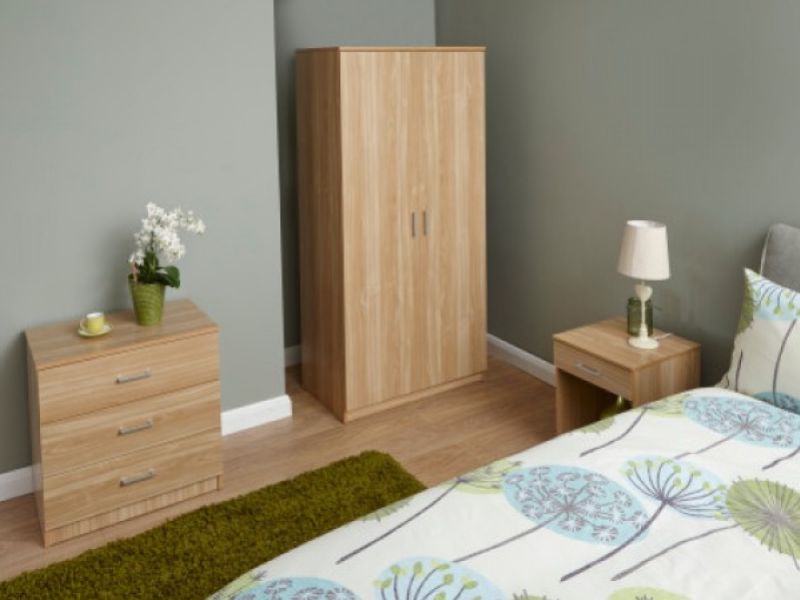 GFW Panama 3 Piece Bedroom Set In Oak