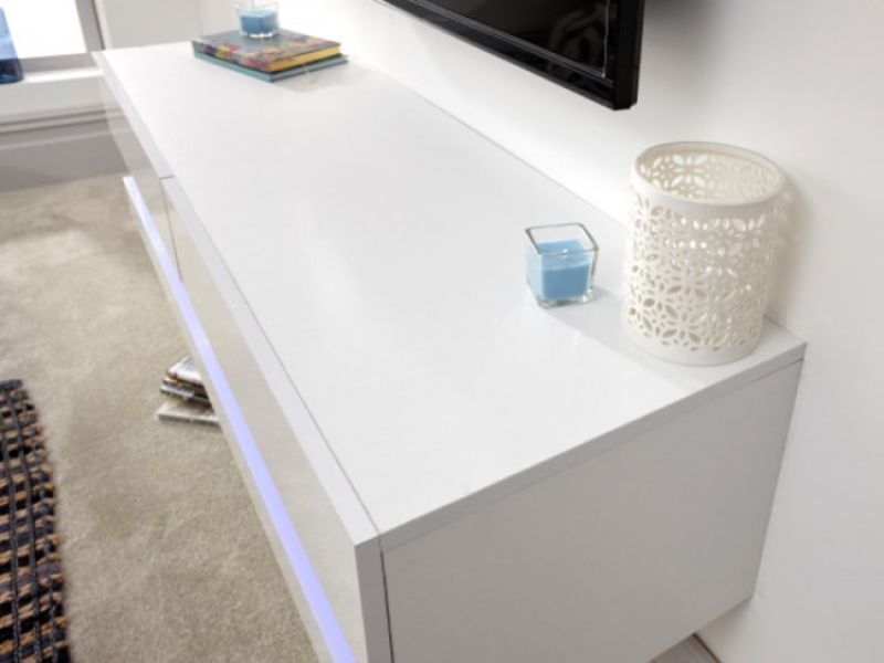 GFW Galicia White Gloss LED TV Unit 120cm