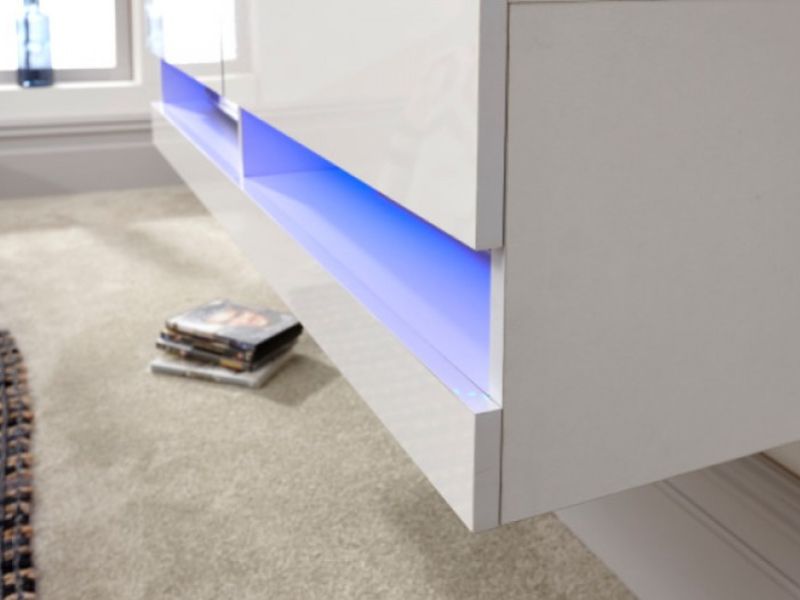 GFW Galicia White Gloss LED TV Unit 120cm
