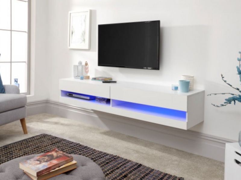 GFW Galicia White Gloss LED TV Unit 180cm