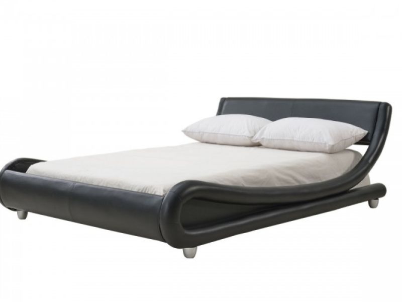 LPD Galaxy 4ft6 Double Black Faux Leather Bed Frame